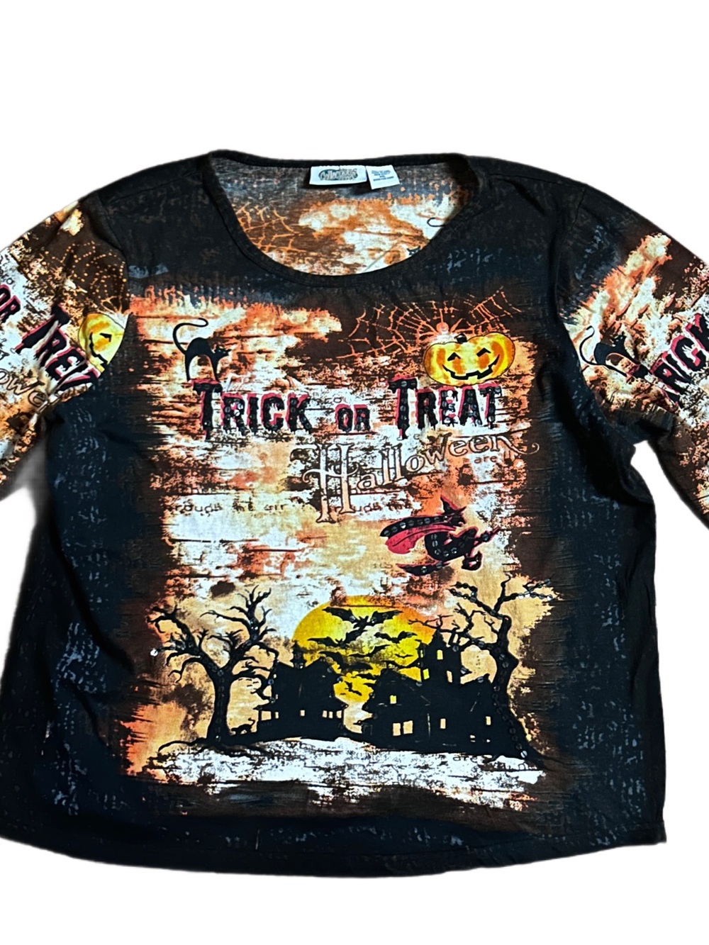 Collections Etc ~ X-Large ~ Black/ Orange ~ Halloween Theme ~ Sequin Shirt